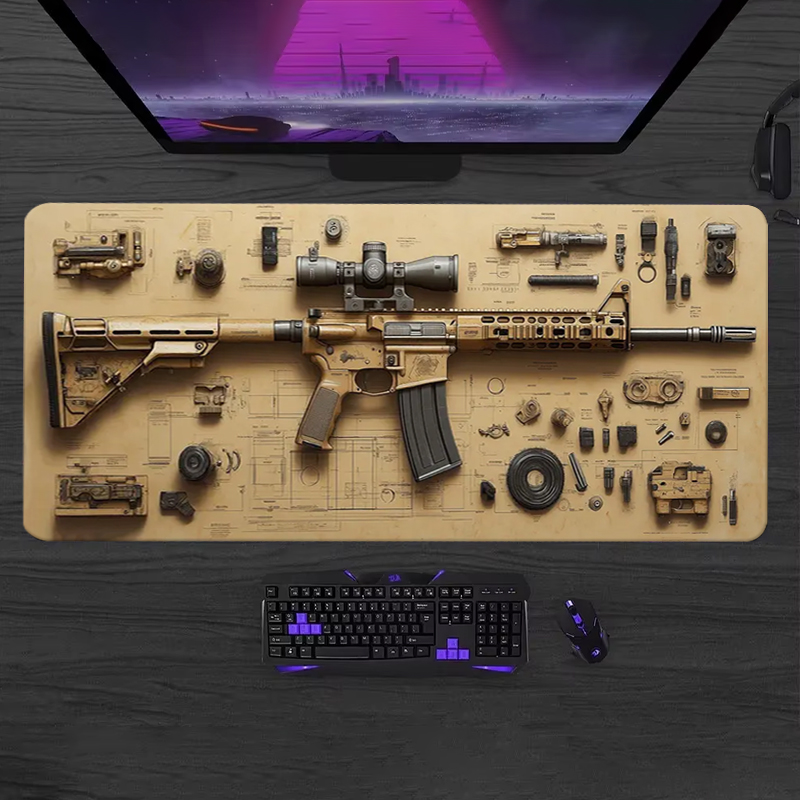 Gaming Keyboard Mouse - 部品分解可能なソフトゲーミングマウスパッド、大型キーボードパッド、滑り止めテーブルマット付きキーボード用地形図マウスパッド