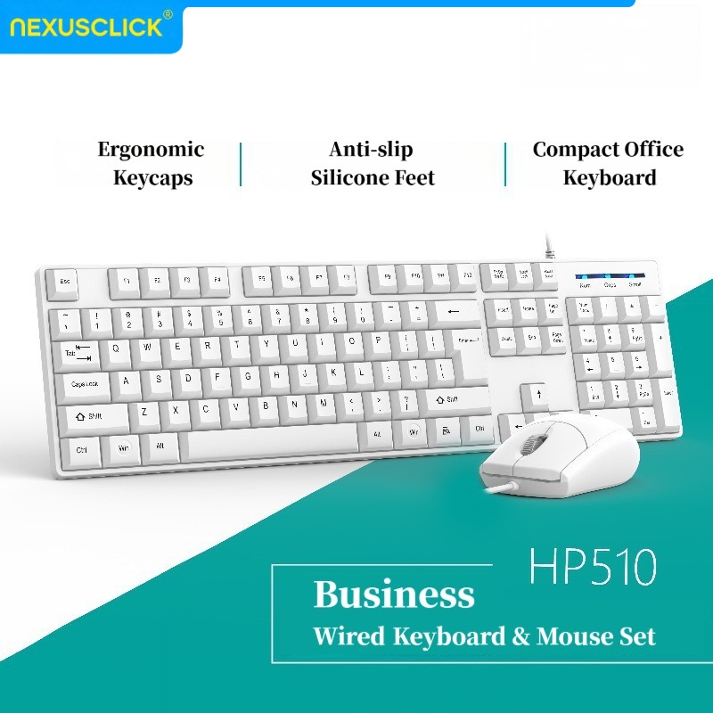 Gaming Keyboard Expensive - NexusClick 有線オフィスキーボードマウスコンボ、頑丈で人間工学に基づいた低価格のユニバーサルコンピューターアクセサリー、コンピューター、家庭、教室用