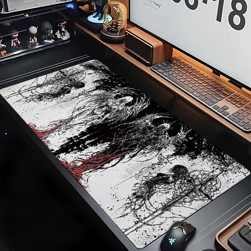 Gaming Keyboard And Mouse Pad - ダークエンジェルアートデザイン大型サイズ滑り止めゴム製マウスパッドXXLゴシックシンボルブラックコンピューターゲームアクセサリーキーボードマット