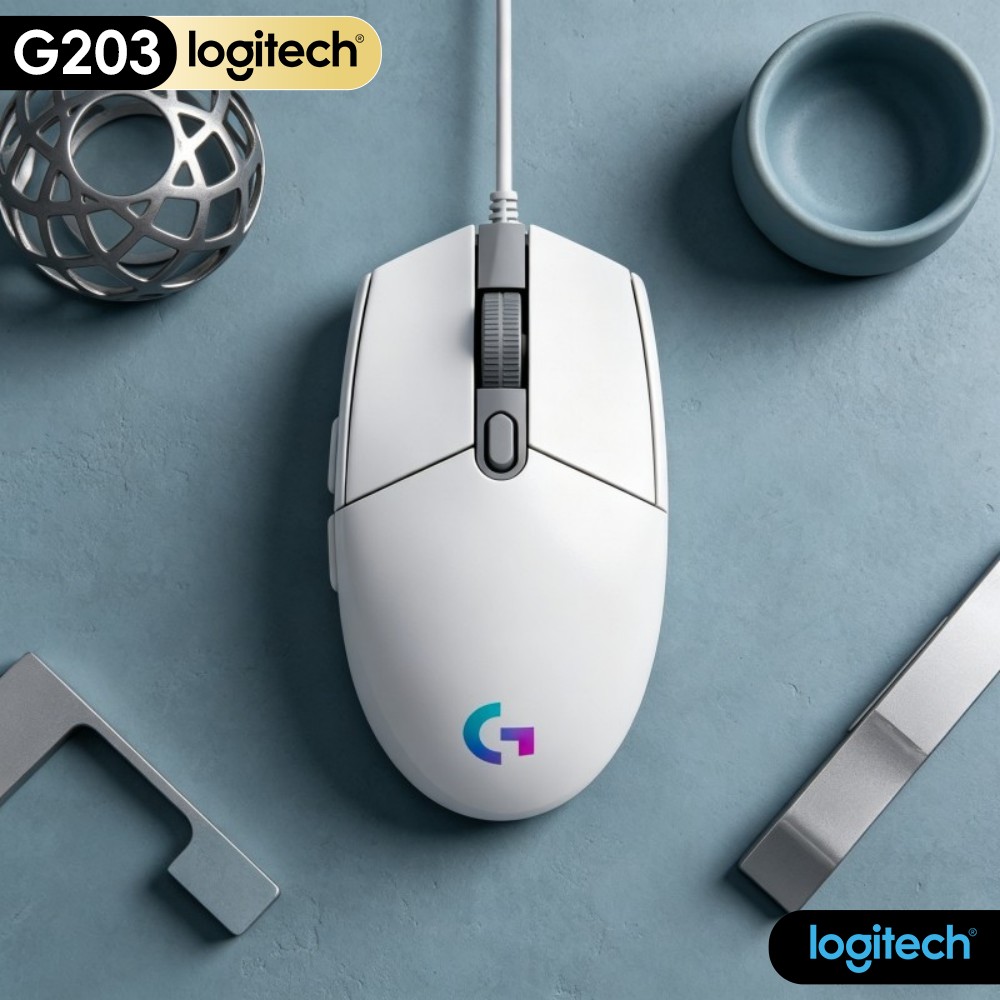 Logitech Mouse G203 - ロジクール G203 有線ゲーミングマウス 滑り止めゴムベース 明るいRGB マルチグレードDPI