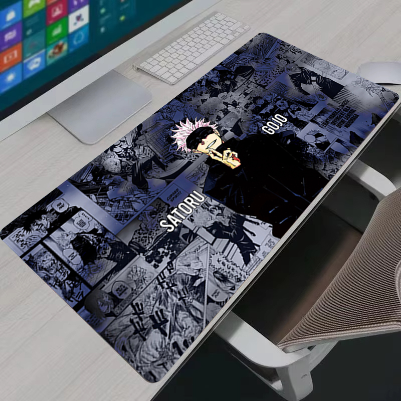 Gaming Keyboard Noise - マウスパッドクールアニメ呪術廻戦五条悟大型ゲーミングマウスパッドゲーマーラップトップキーボードマットコンピュータキャビネットデスクマット
