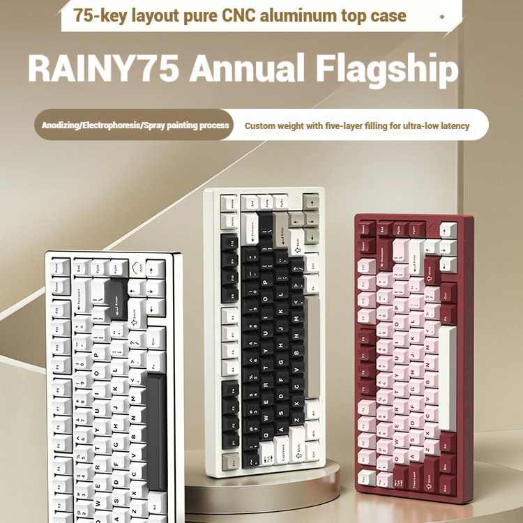 Gaming Keyboard Wireless - ワイヤレス Bluetooth RAINY75 カスタマイズゲーミングキーボード アルミボディ eスポーツコントローラー