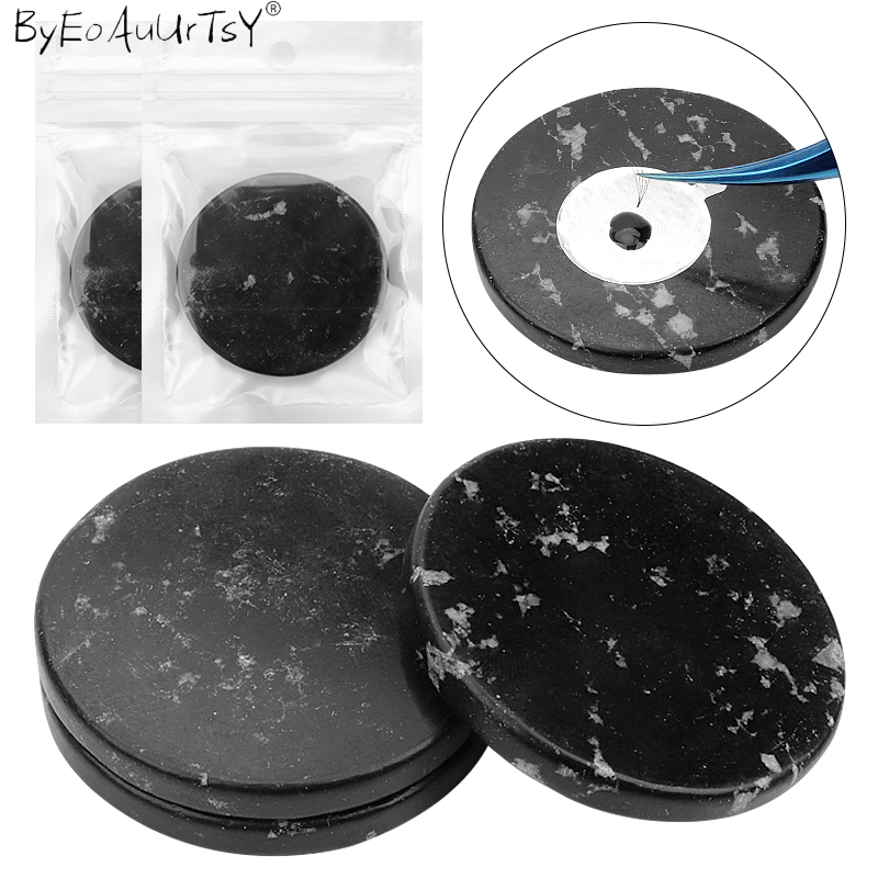 Gasket Mount Kit - 黒まつげグラフトガスケットラウンドパレット翡翠石まつげエクステンション接着剤パレットホルダーパッドまつげエクステンションツール