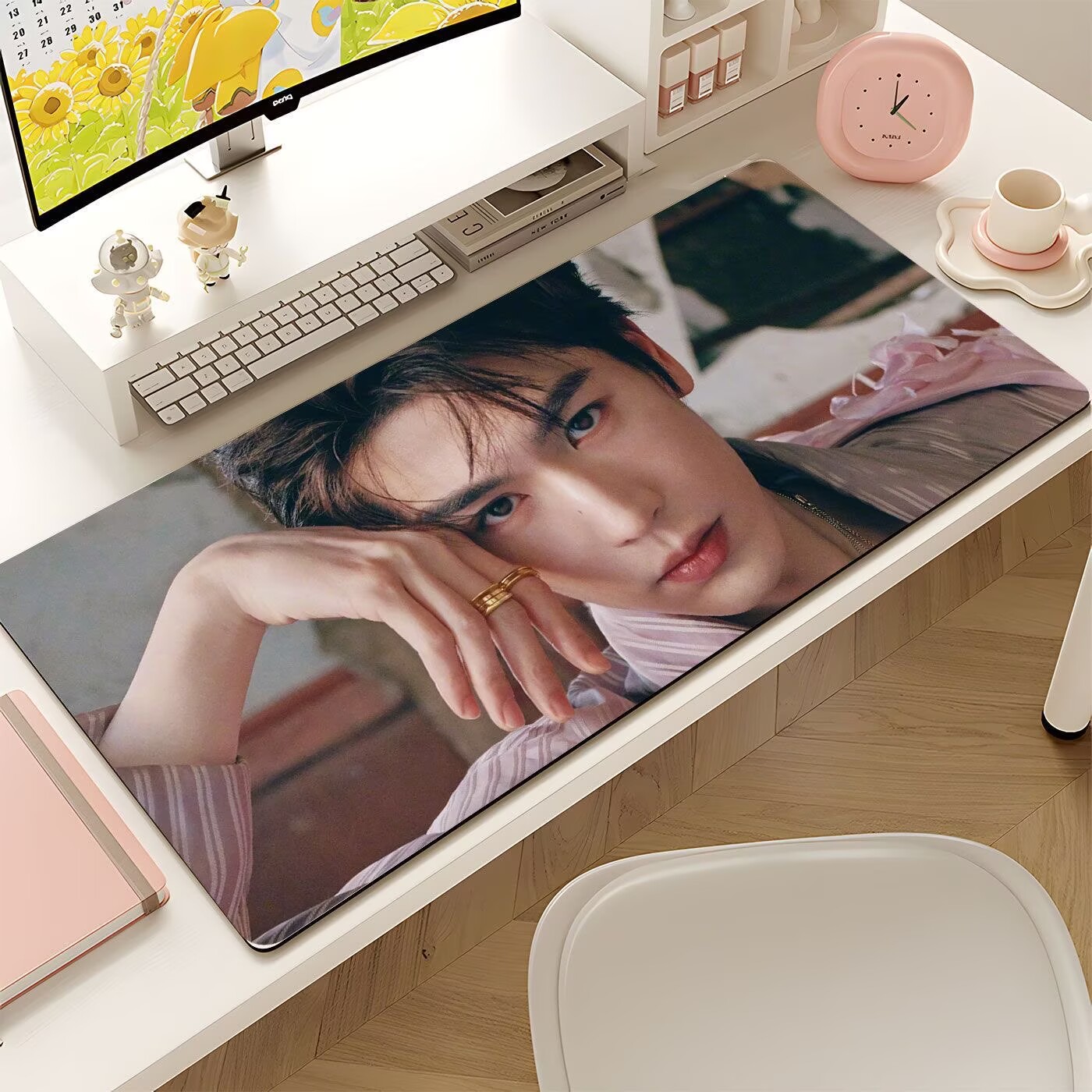 Gaming Keyboard And Mouse Pad - 張玲河の特大マウスパッド、有名人小説の男性主人公キーボードパッド、コンピューターゲーム用汚れ防止滑り止めパッド