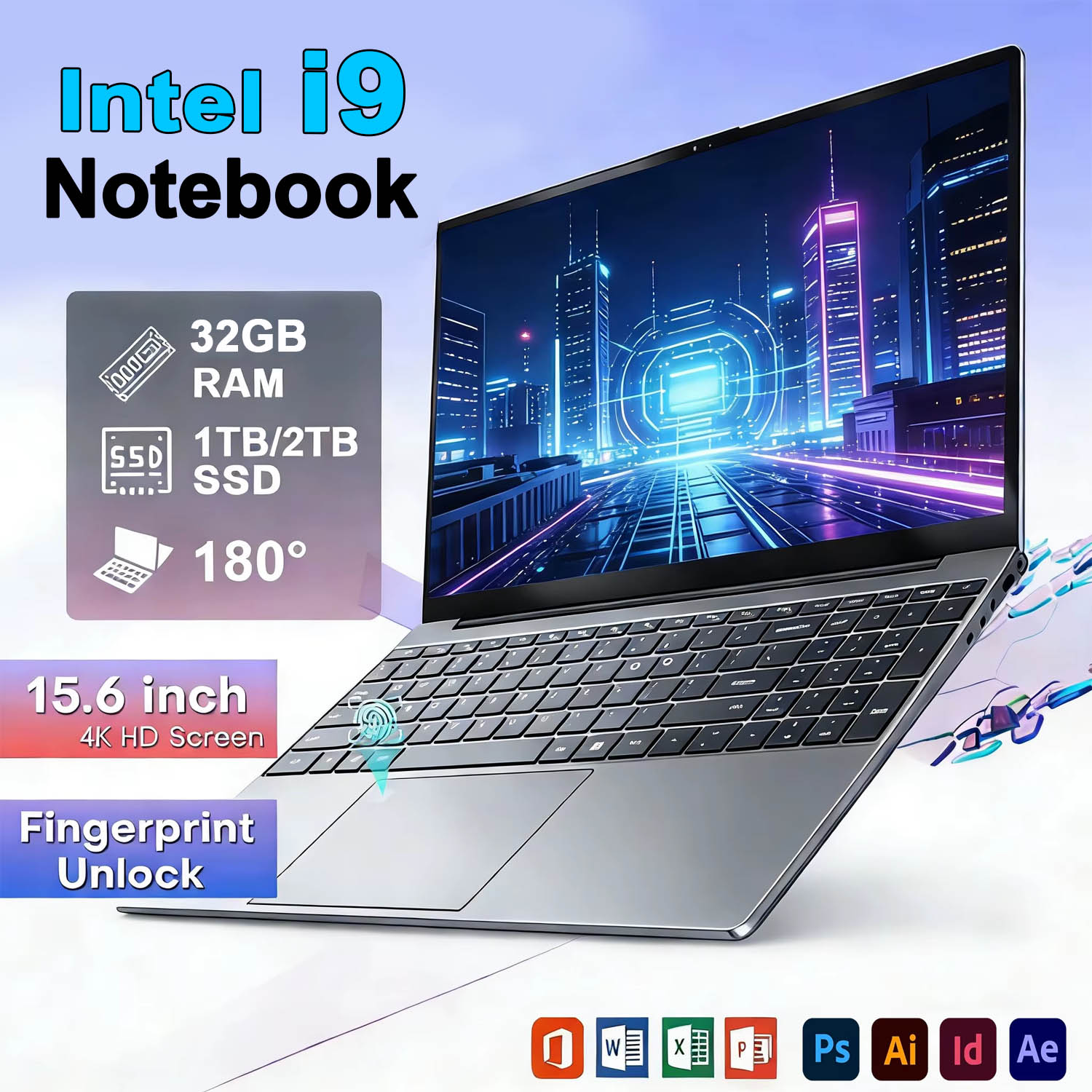 Gaming Keyboard 2026 - 2026年新型 15.6インチ ポータブルノートパソコン Intel Core i9-9900U