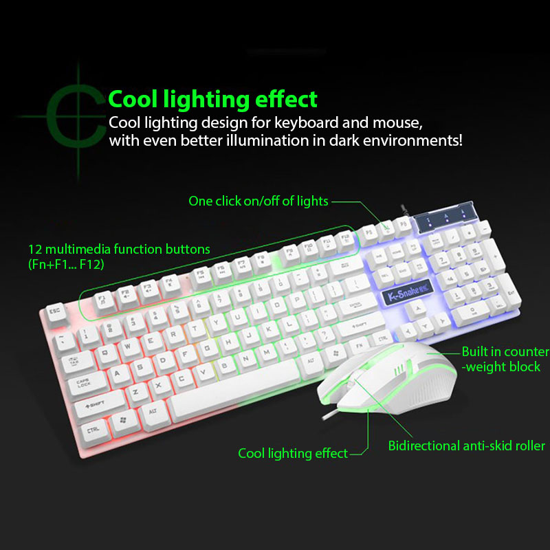 KM320 キーボードとマウスセット防水発光ゲームバックライ - Gaming Keyboard Mouse Wireless のレビューと価格