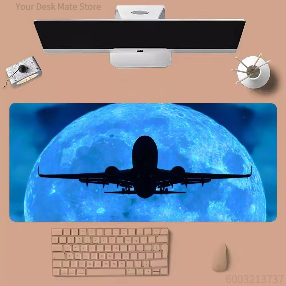 美的な飛行機のシルエットと青い満月をモチーフにした大型ゲーミ - Gaming Keyboard Blue のレビューと価格