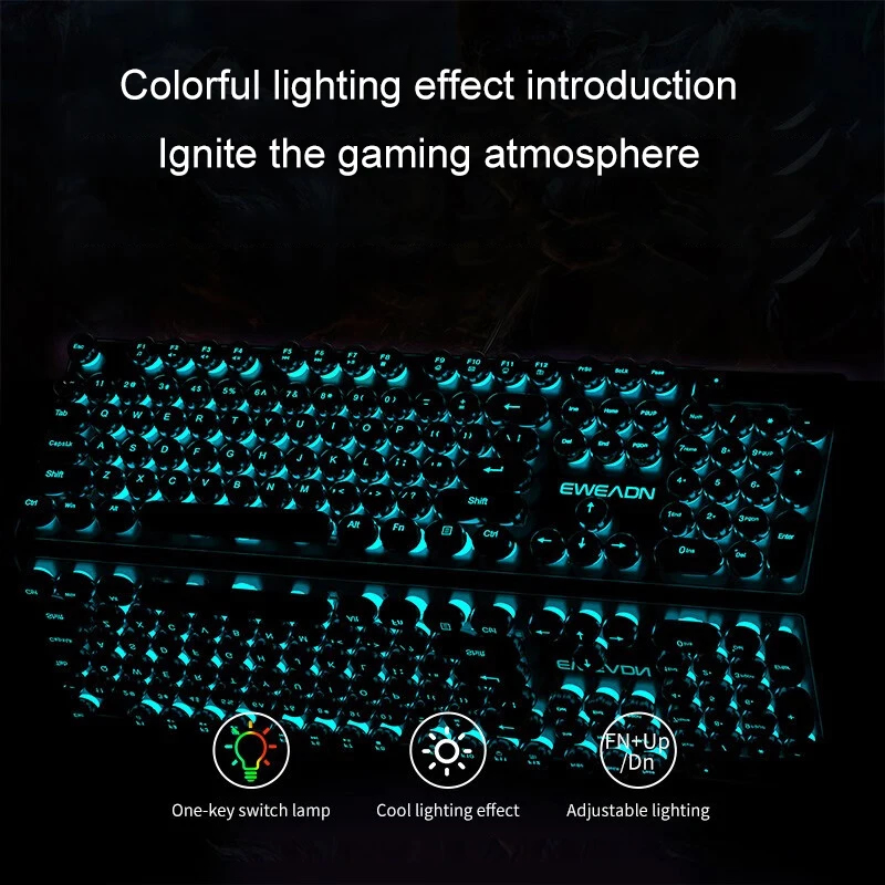 レトロパンクメカニカル風キーボードマウスセット有線ワイヤレス - Gaming Keyboard Mechanical のレビューと価格