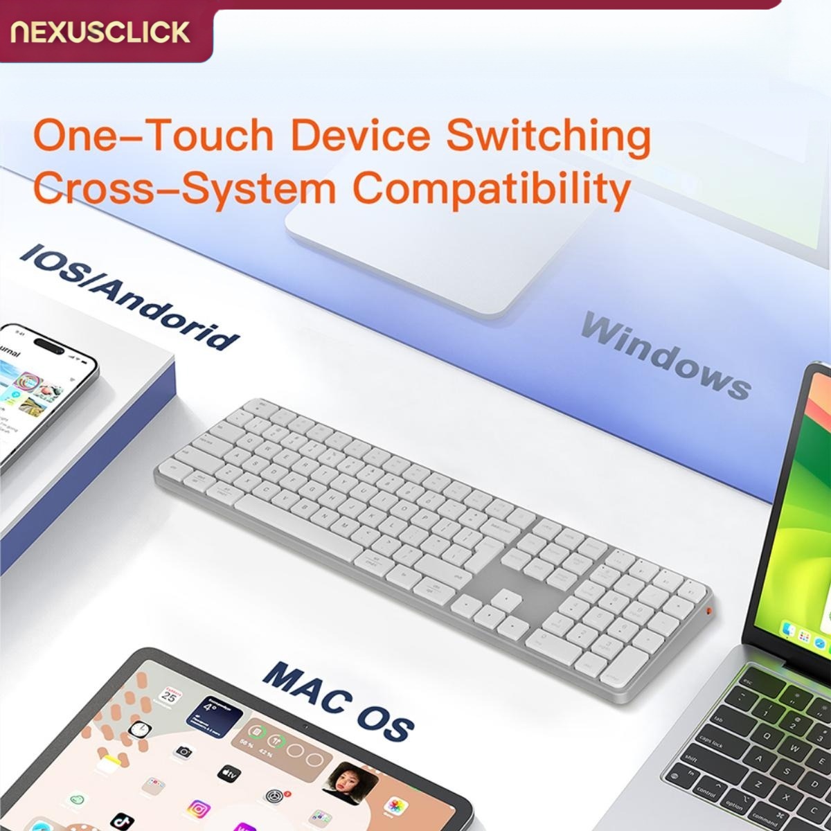 NexusClick 109キー スリム デュアルモード ワ - Keyboard Gaming Mac のレビューと価格