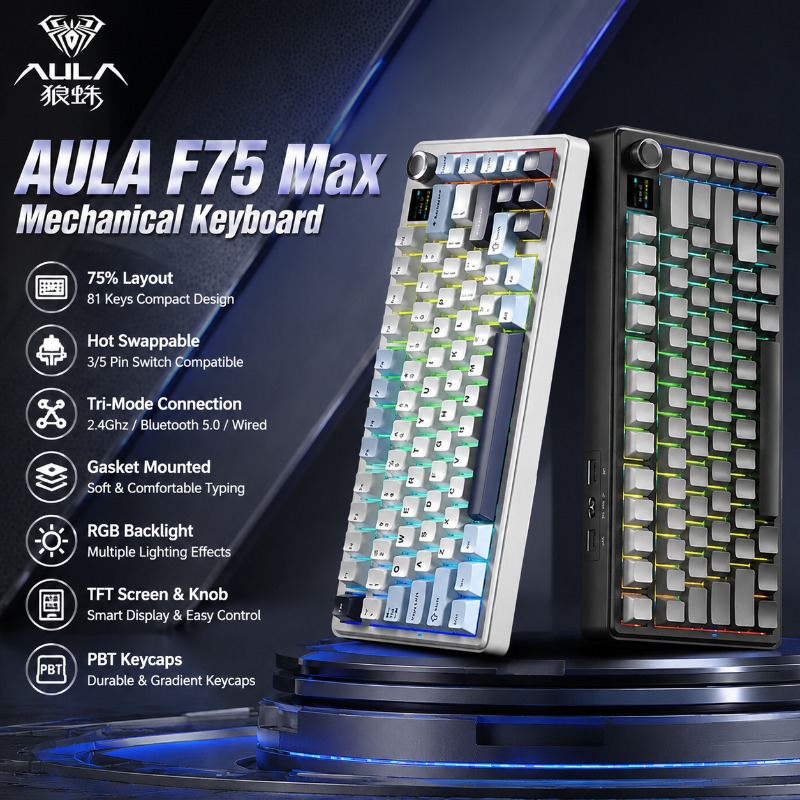 AULA F75 Max メカニカルキーボード 75% レイ - Gasket Mount Kit のレビューと価格
