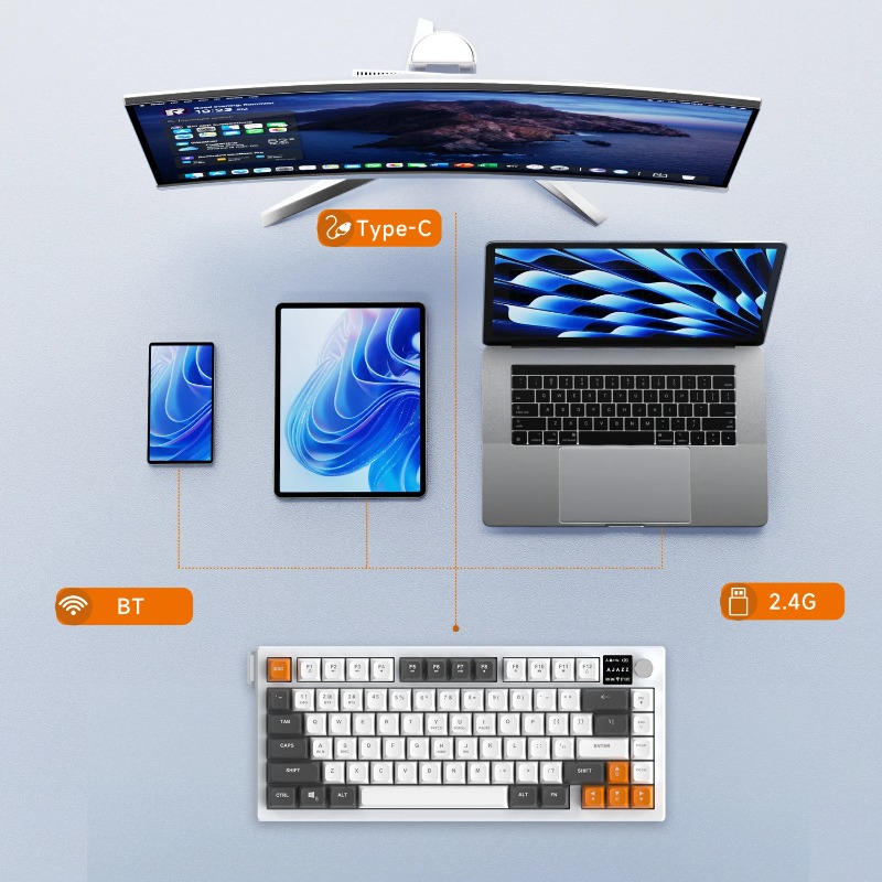 AJAZZ AF82 75%トライモードキーボード、4000 - Keyboard Gaming Mac のレビューと価格