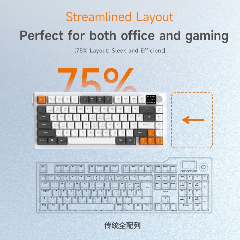 AJAZZ AF82 75%トライモードキーボード、4000 - Keyboard Gaming Mac のレビューと価格